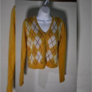 Women's Yellow Plaid Cardigan